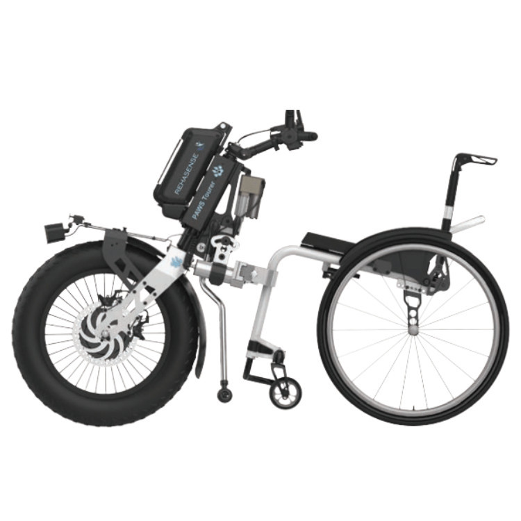 Easy to attach power assist on Quickie Nitrum wheelchair