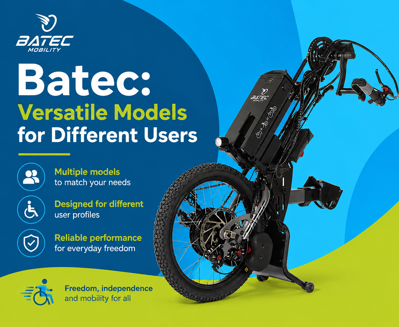 Batec electric wheelchair handbike power attachment