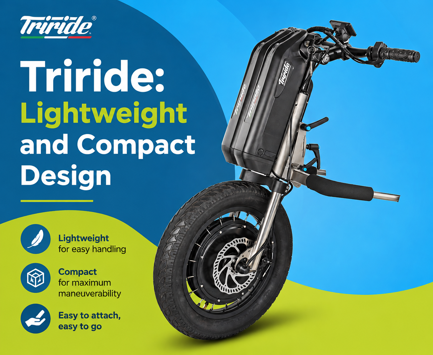 Triride wheelchair power attachment